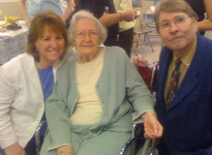 The author with Susie Thomas at her 90th birthday party, along with Doc’s biorgapher, Dr. Gary Roberts, author of Doc Holliday: The Life and Legend.